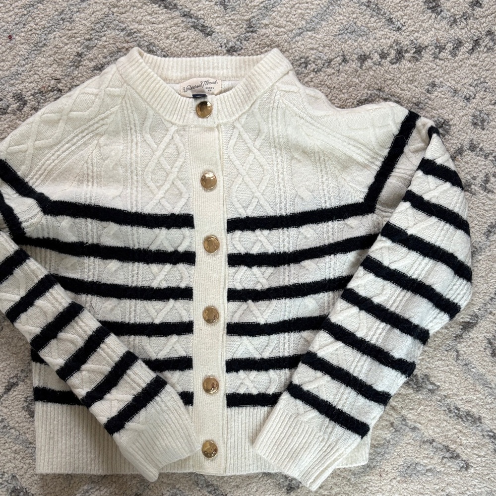 Universal Thread Black and Cream Striped Cardigan